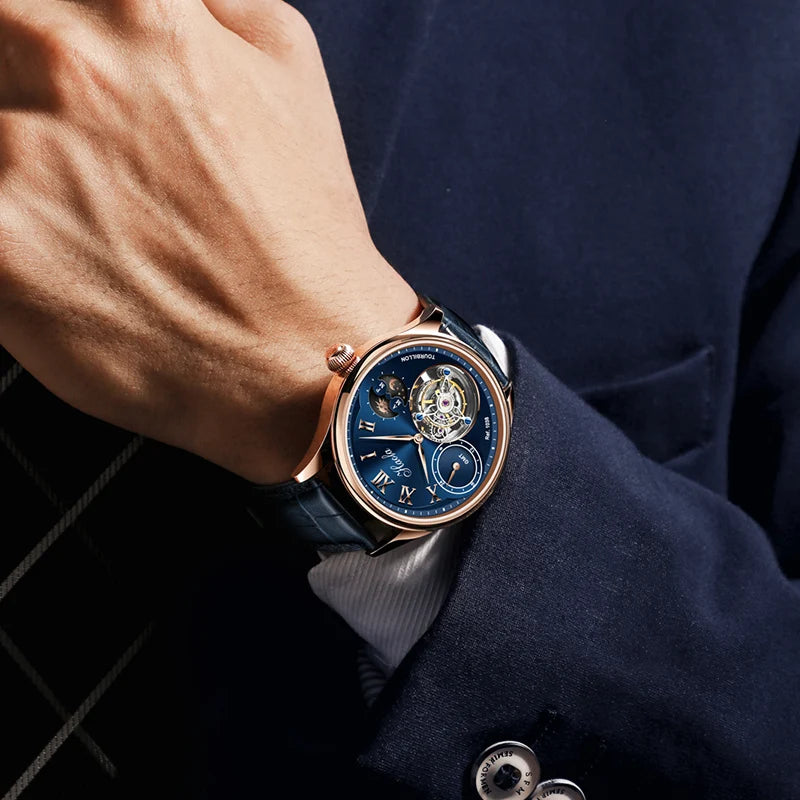 Haofa Luxury Manual Flying Tourbillon Mechanical Men'S Watch Sapphire Moon Phase Watches for Men Casual Business Wristwatch 1038