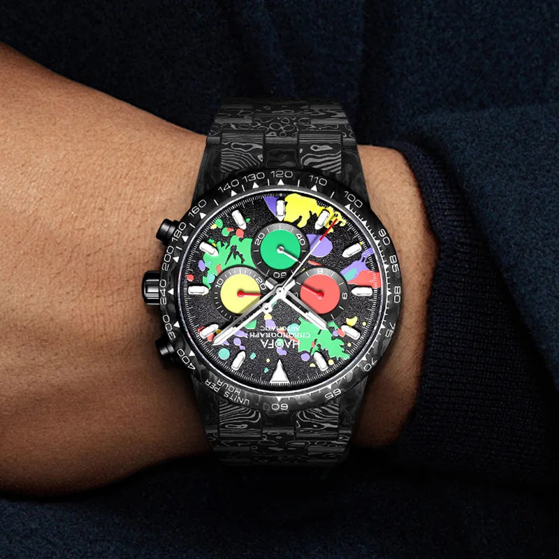 Haofa Watches for Men Automatic Chronograph Movements Carbon Fiber 2024 New High Quality Panda Dial Original Design Watch 2366-1