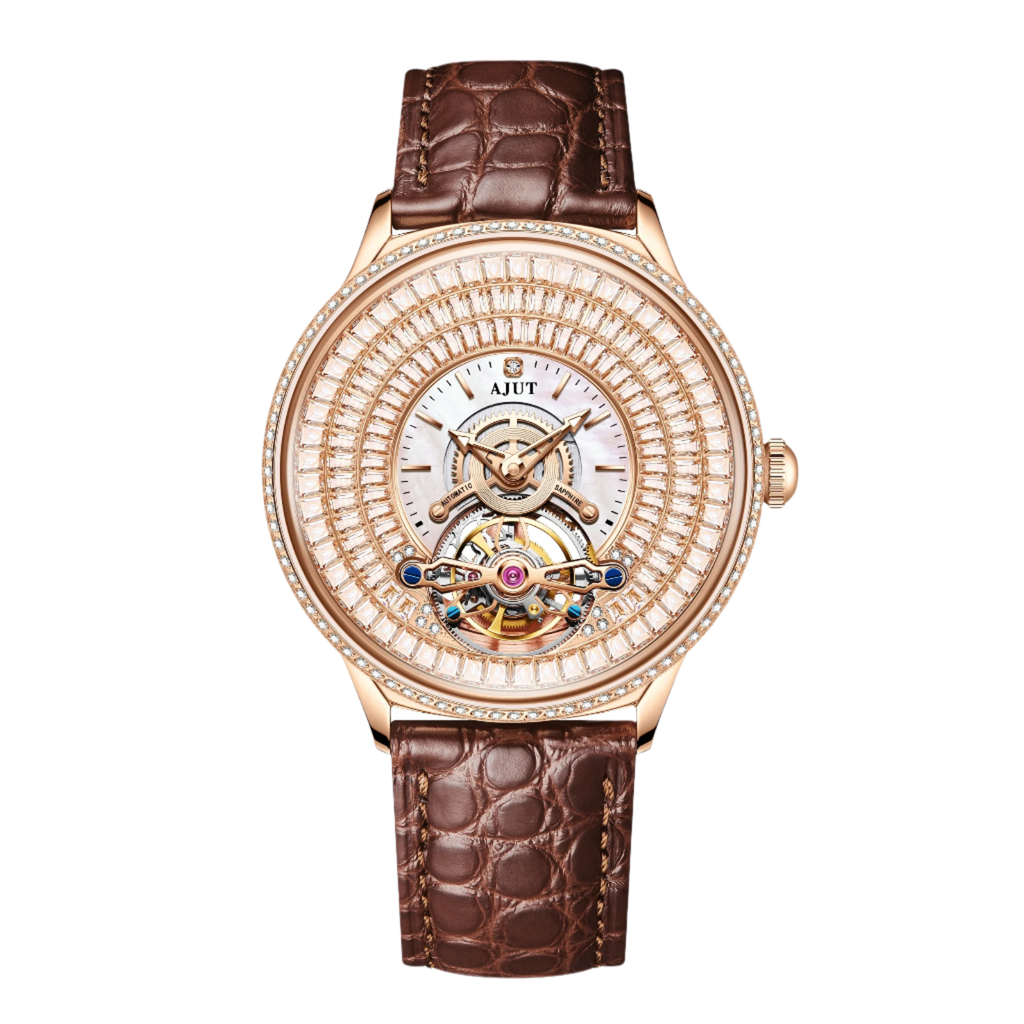 Automatic Tourbillon Mechanical Movement Starry Sky Trapezoidal Zircon Waterproof Sapphire Skeleton Men'S Watch TAM0398