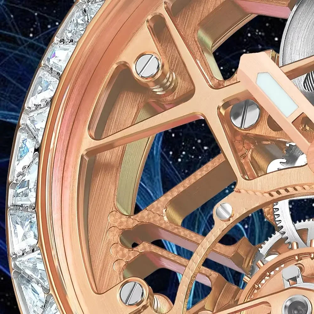 Brand Crystal Flying Tourbillon Movement Luxury Watches for Men Women Brilliant Hollowing Dial Luminous Diamonds Case