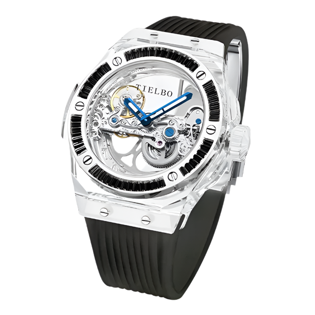 Mechanical Watches for Men Women Luxury Skeleton Sapphire Wrist Watch Waterproof Man Brilliant Crystals Transparent Case