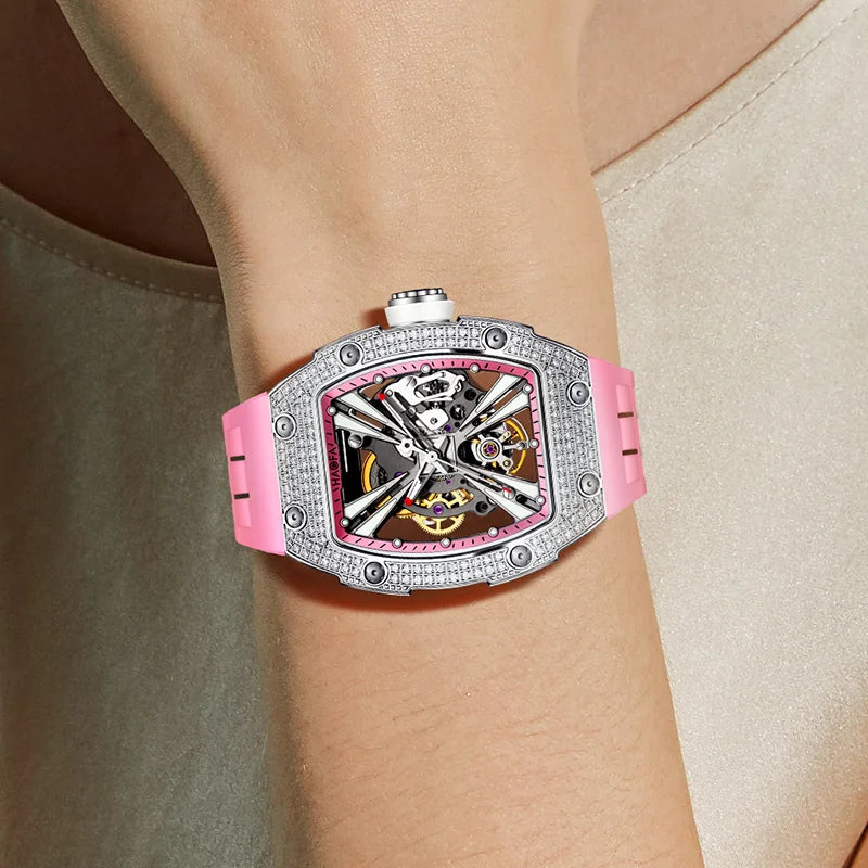 Haofa Luxury Ladies Watch Automatic Mechanical Movement Watch High Quality Waterproof Elegant Diamond Case Watch for Women 1993S