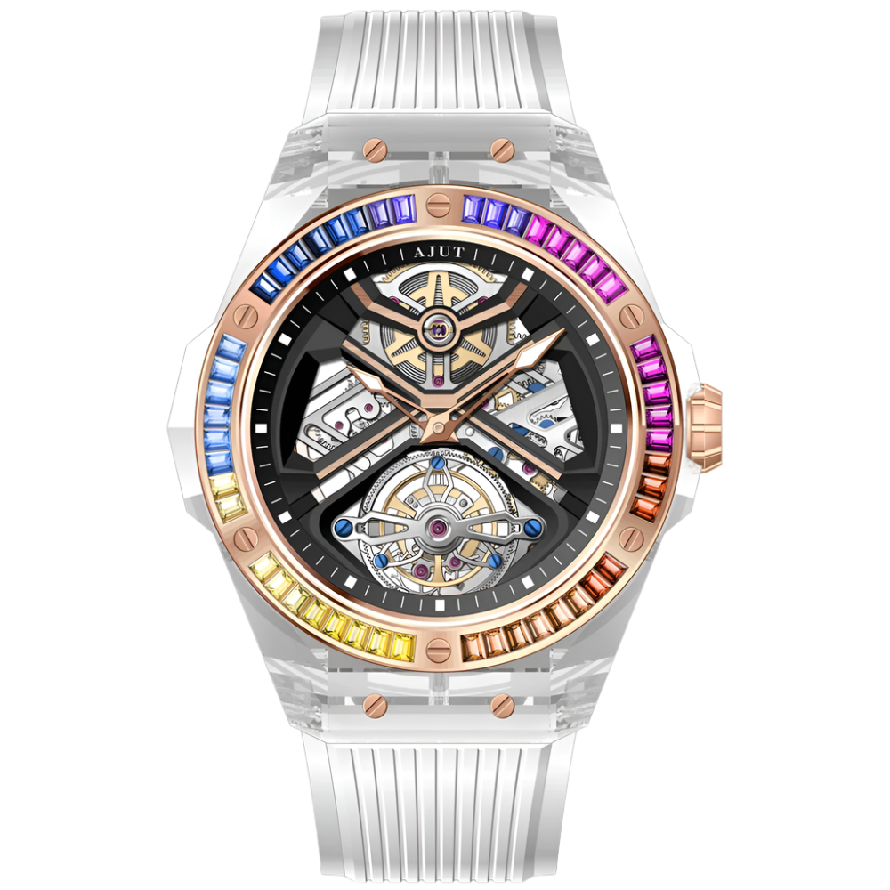 Automatic Tourbillon Movement Watches for Men Crystal Transparent Case Mechanical Luxury Man Watches 0523