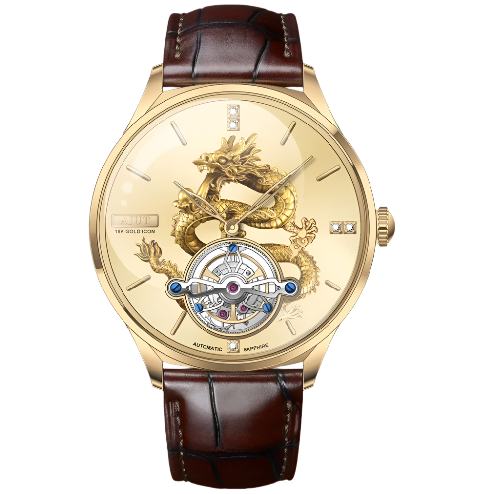 Automatic Tourbillon Mechanical Man Watches 18K Gold Dragon-Shaped Sapphire Flying Movement Men Watch 0501