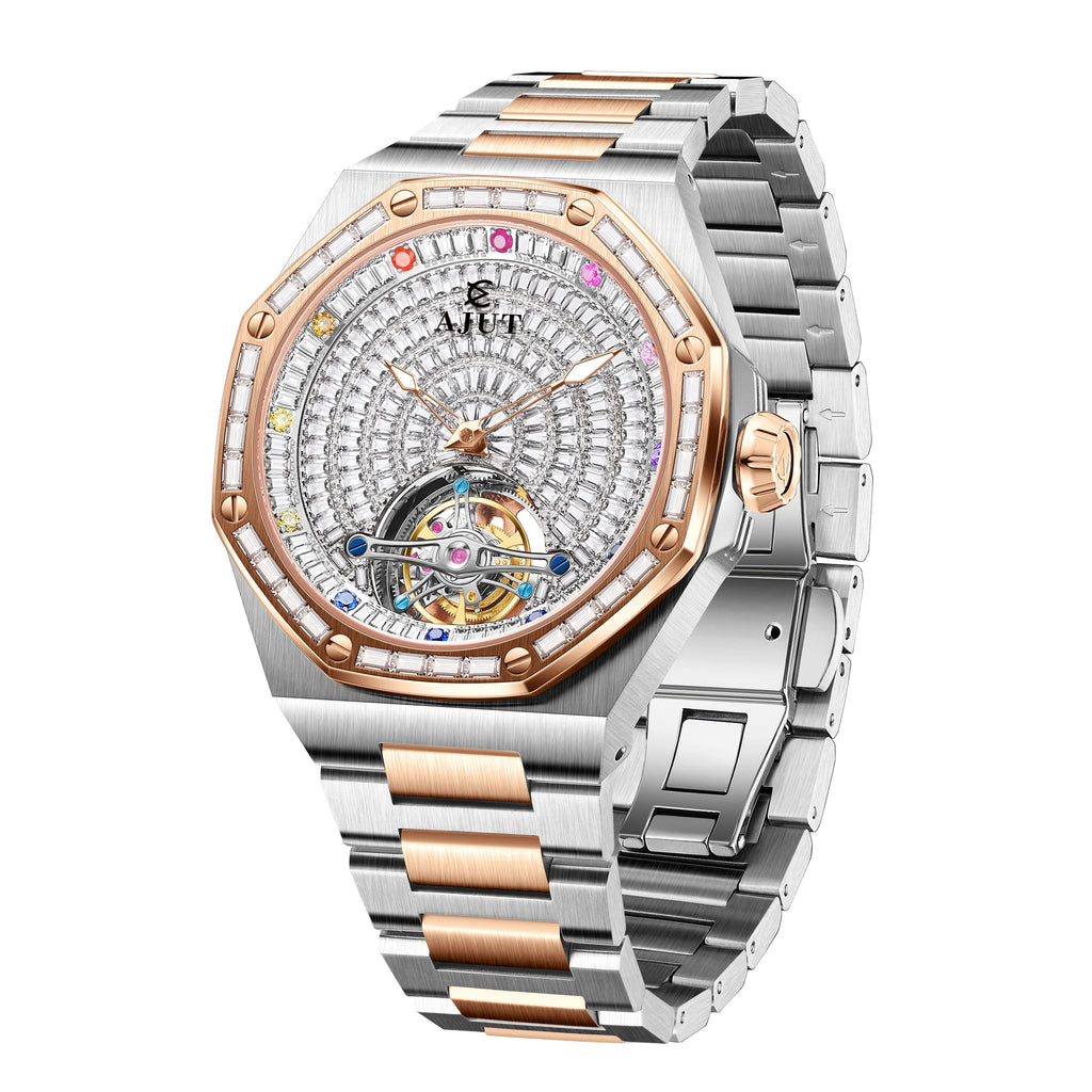 Men'S Watch Starry Sky Sapphire Tourbillon Automatic Mechanical Watch Stainless Steel 48 Hour Power Business Casual TAM0524