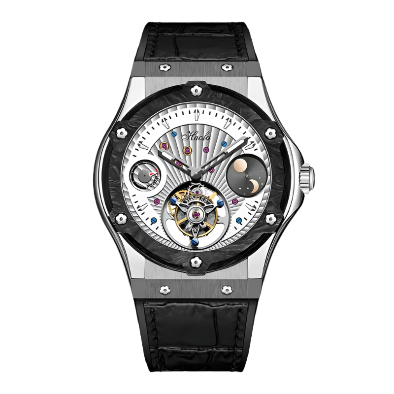 Haofa Mechanical Wristwatch Flying Tourbillon Day and Night Power Dial Sapphire Manual Business Waterproof Watch Luxury Men 1915