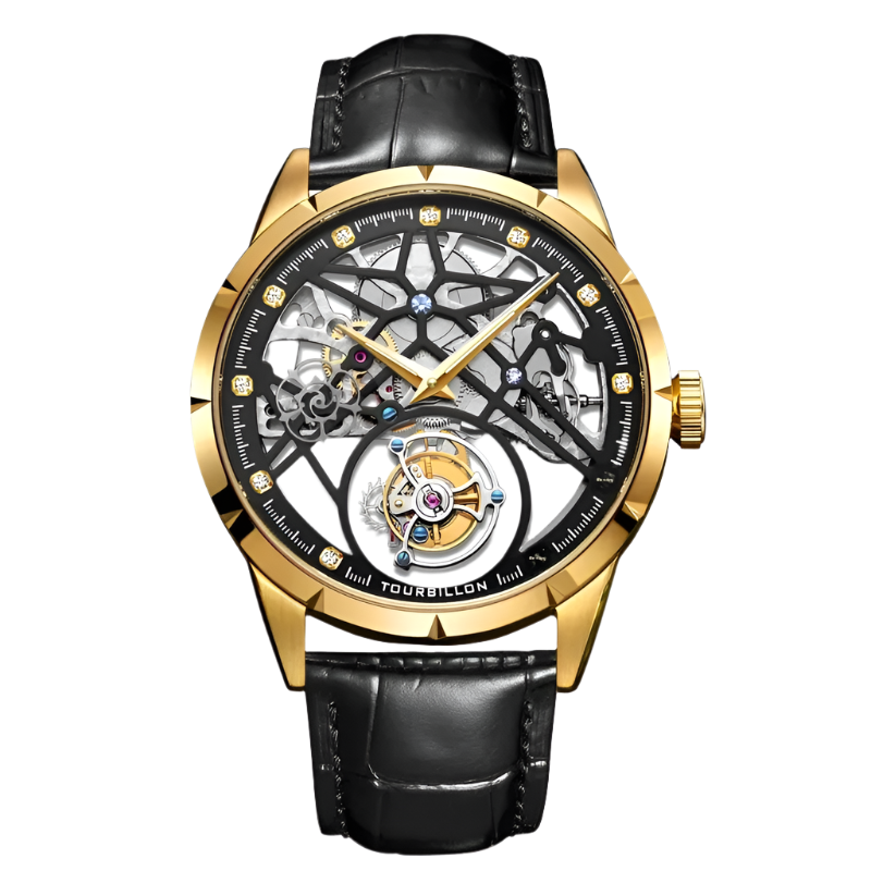 Swiss True Flying Tourbillon Mechanical Hollow Belt Men'S Watch Waterproof Business New Hot Sale of the Season Model Luxury Leat