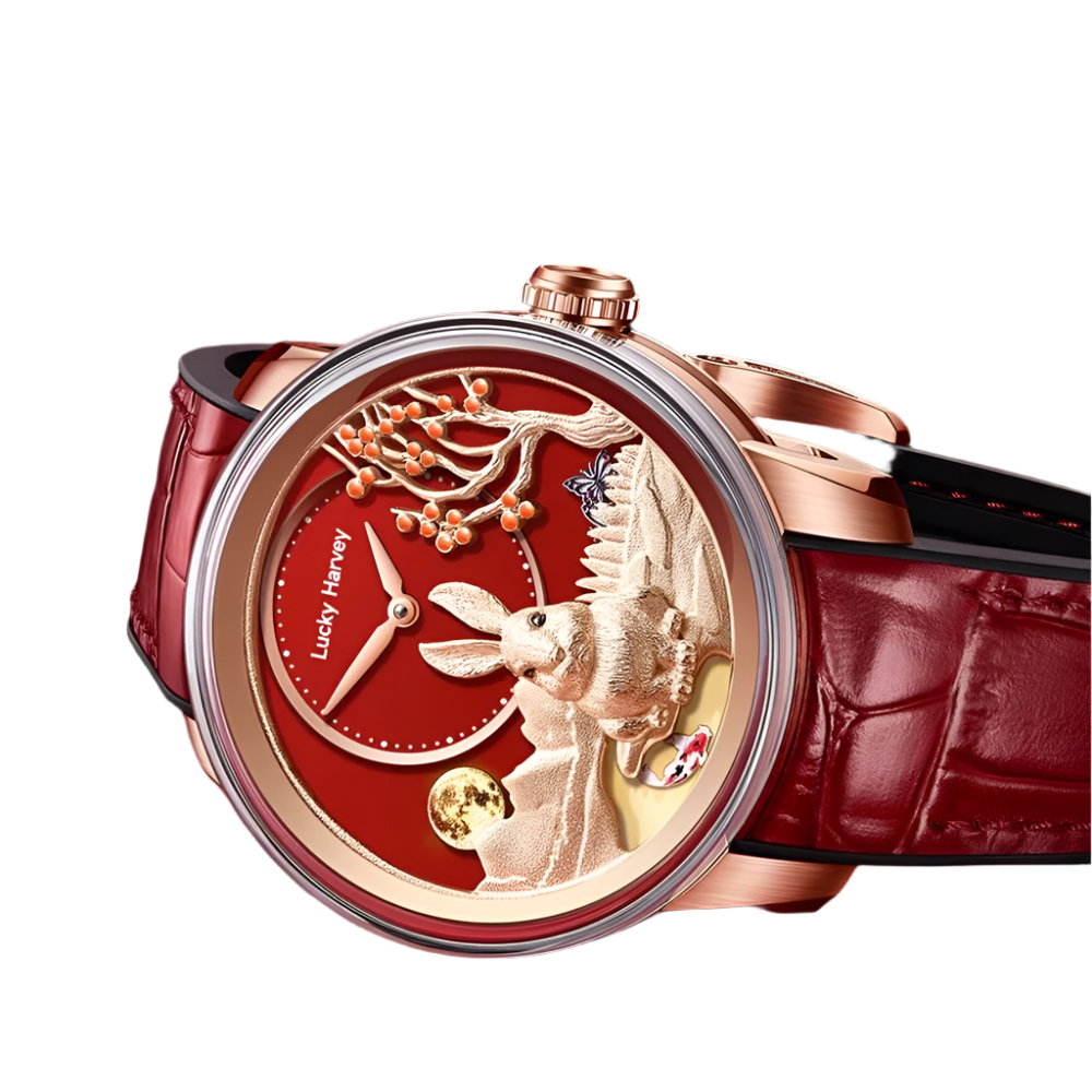 Lucky Harvey Limited Edition Automatic Mechanical Movement Watches for Men Synthetic Sapphire Rabbit Dial Waterproof Wrist Watch