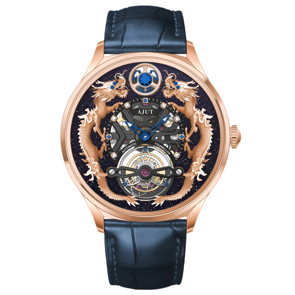 Automatic Tourbillon Mechanical Watches for Men Flying Tourbillon Luxury 3D Dragon Dial Sapphire Men Watch 0585