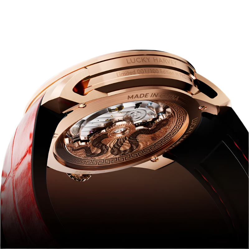 Limited Edition Enamel Craft Automatic Mechanical Watch for Men - 3D Carved Snake with Sapphire Luminous Features