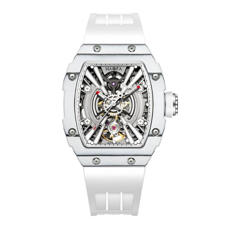 Haofa Ladies Watch 3D Skeleton Mechanical Ark Series Luminous Women Trendy Sport Watch Carbon Fiber Case 60H Power Storage 1906L