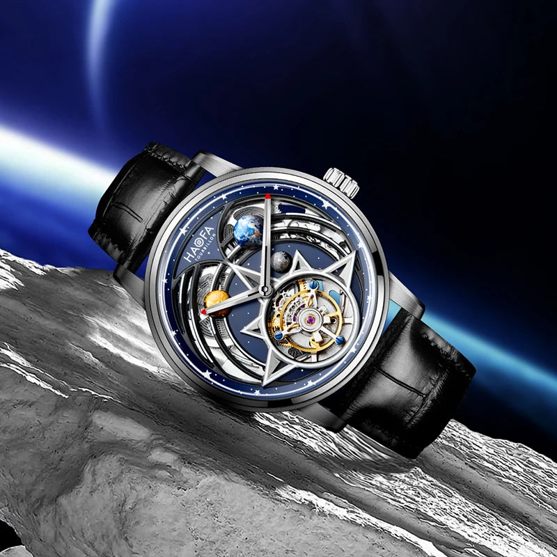 Haofa Automatic Card-Free Tourbillon Movement Mechanical Men'S Watch Universe Limited Gift Box Luminous 72H Power Luxury 2268
