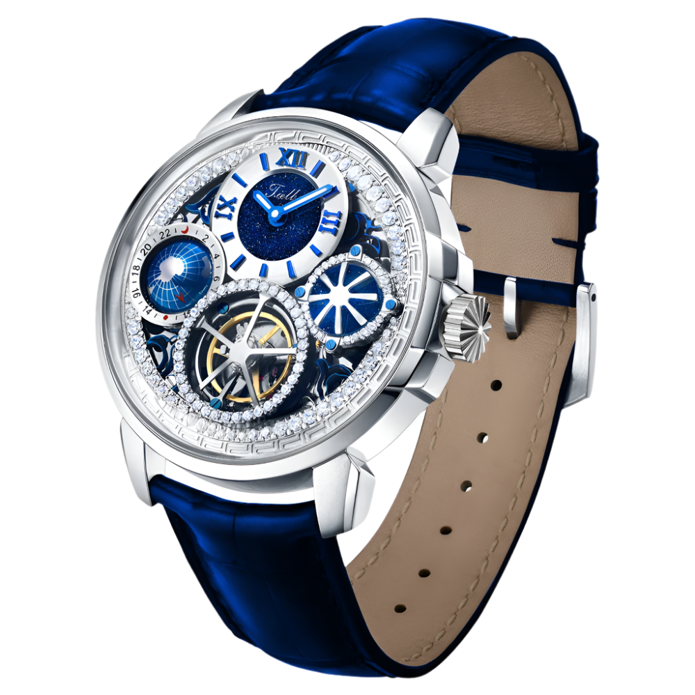 Mechanical Skeleton Tourbillon Movement Watch for Men Convex Sapphire Jewellery Watches Mens Diamond Waterproof Crystal