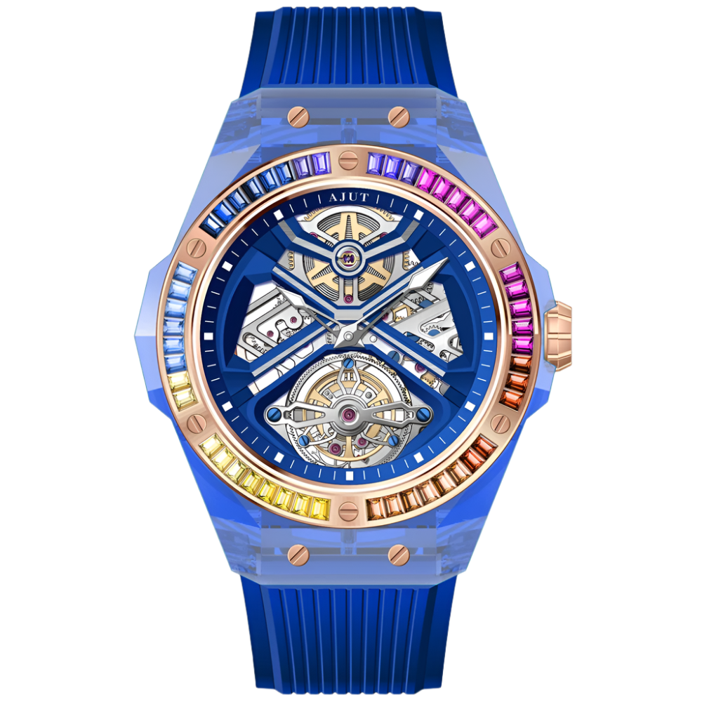 Automatic Tourbillon Movement Watches for Men Crystal Transparent Case Mechanical Luxury Man Watches 0523