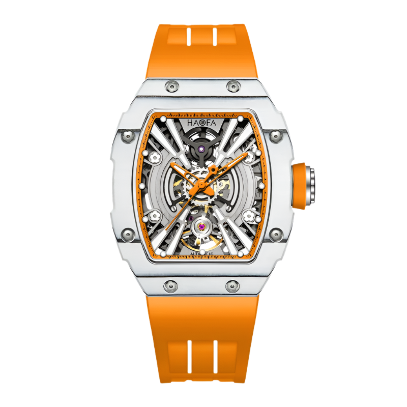 Haofa Ladies Watch 3D Skeleton Mechanical Ark Series Luminous Women Trendy Sport Watch Carbon Fiber Case 60H Power Storage 1906L