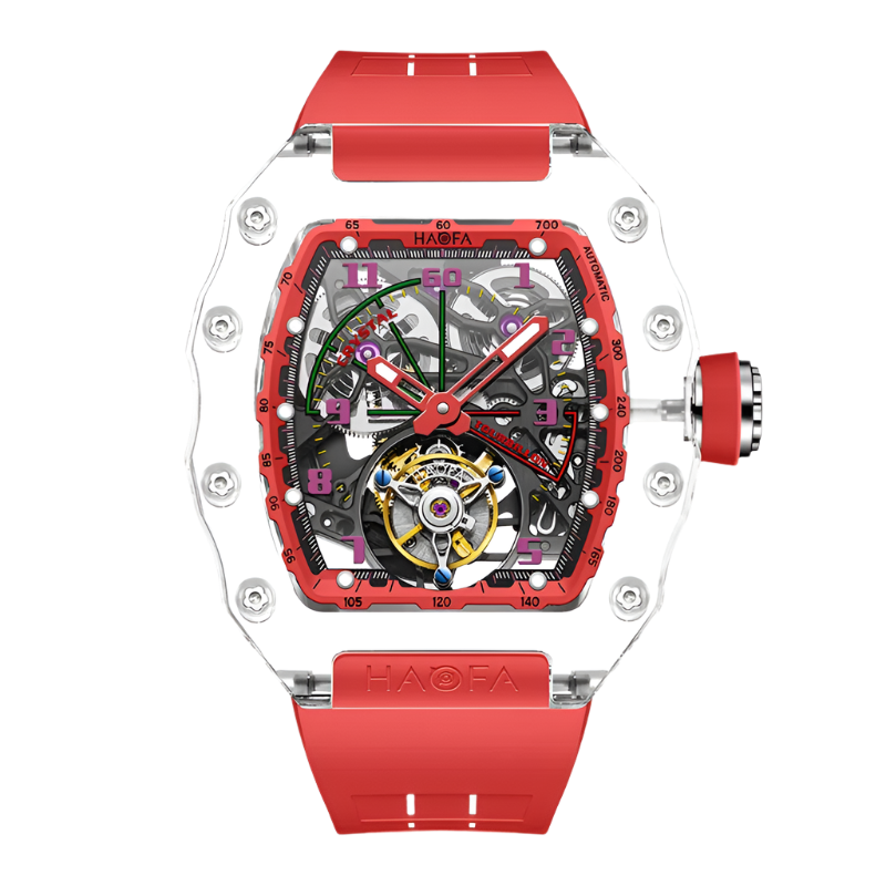 Haofa Automatic Tourbillon Mechanical Watch Designer Luxury Brand Skeleton Crystal Case Waterproof High Quality Men'S Watch 2210