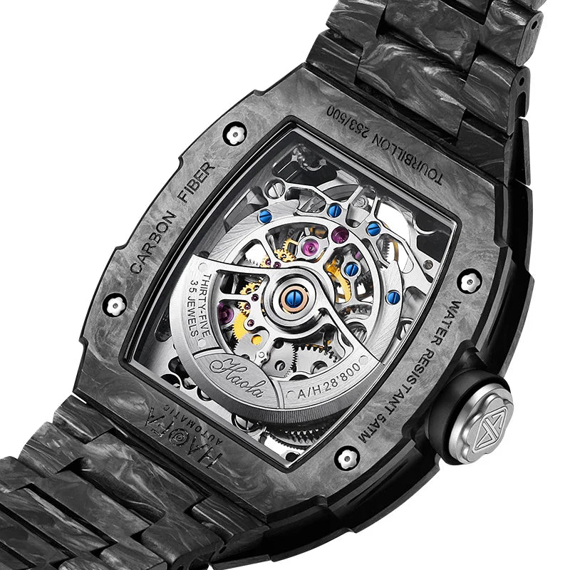 Haofa Watches for Men Flying Tourbillon Mechanical Automatic Movement Hardcore Crystal Luminous Sport Ergonomics Men Watch 2311