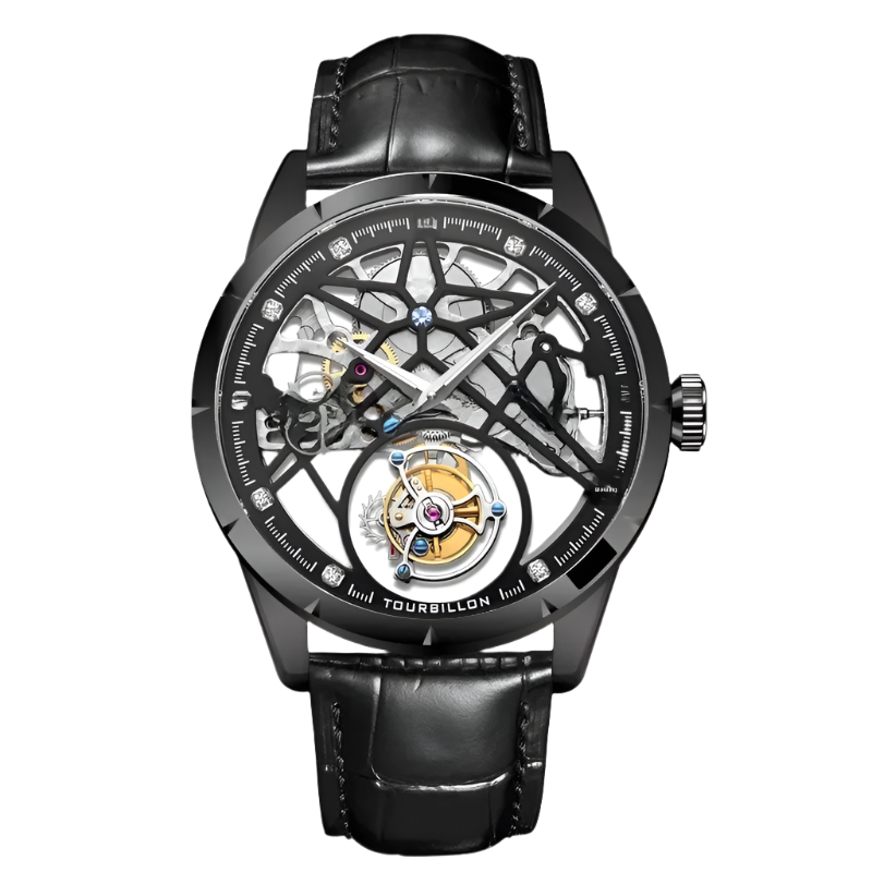 Swiss True Flying Tourbillon Mechanical Hollow Belt Men'S Watch Waterproof Business New Hot Sale of the Season Model Luxury Leat