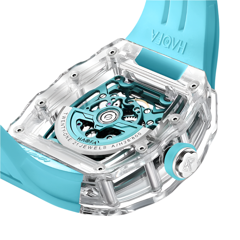 Haofa Crystal Luxury Transparent Automatic Mechanical Watch Unique Dial Skeleton Movement Wristwatch Luminous Watch for Men 2326