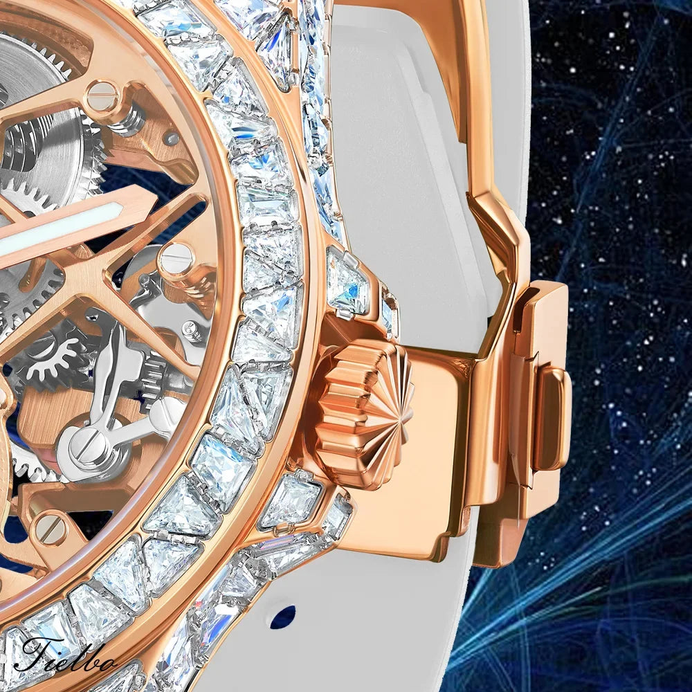 Brand Crystal Flying Tourbillon Movement Luxury Watches for Men Women Brilliant Hollowing Dial Luminous Diamonds Case