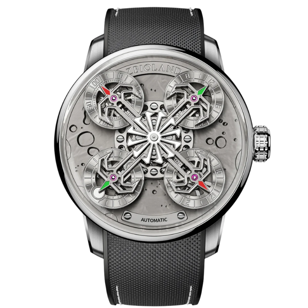 ZBIOLAND Space Station Automatic Mechanical Watches for Men Dial 4 Dial Display Sun Stars Luminous Charm Men'S Watch 1003