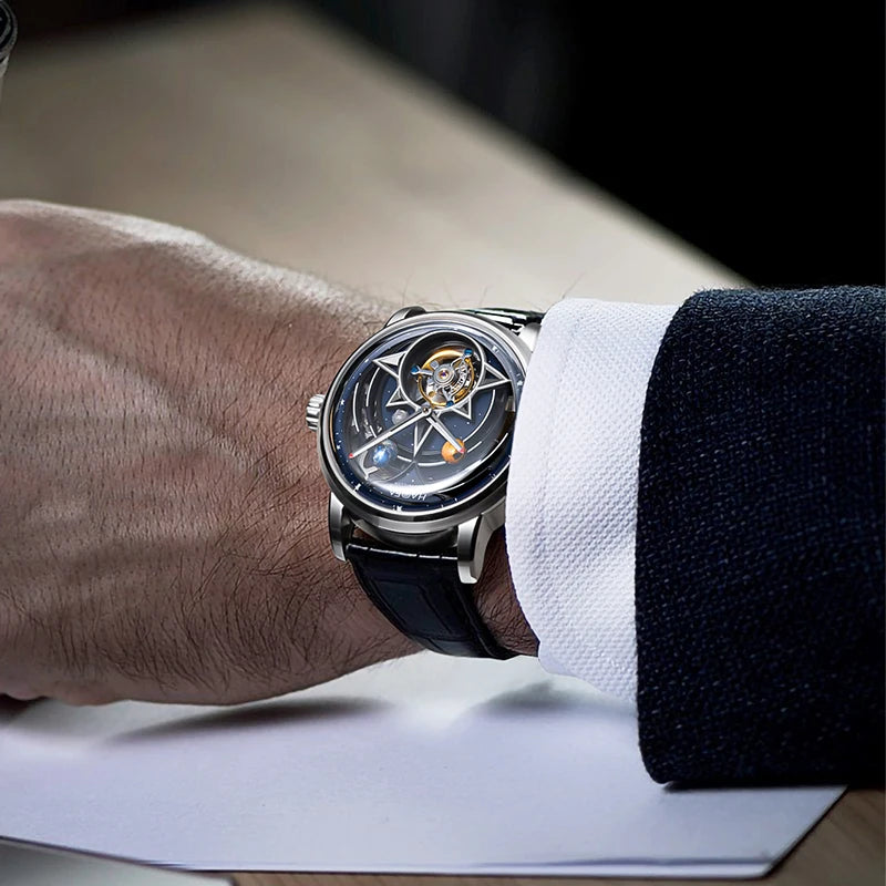 Haofa Automatic Card-Free Tourbillon Movement Mechanical Men'S Watch Universe Limited Gift Box Luminous 72H Power Luxury 2268