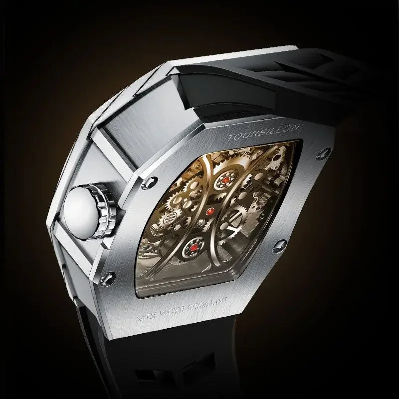 Manual AESOP Mechanical Watch with Flying Tourbillon Hand Carved Night Light Waterproof Business Style Wristwatch