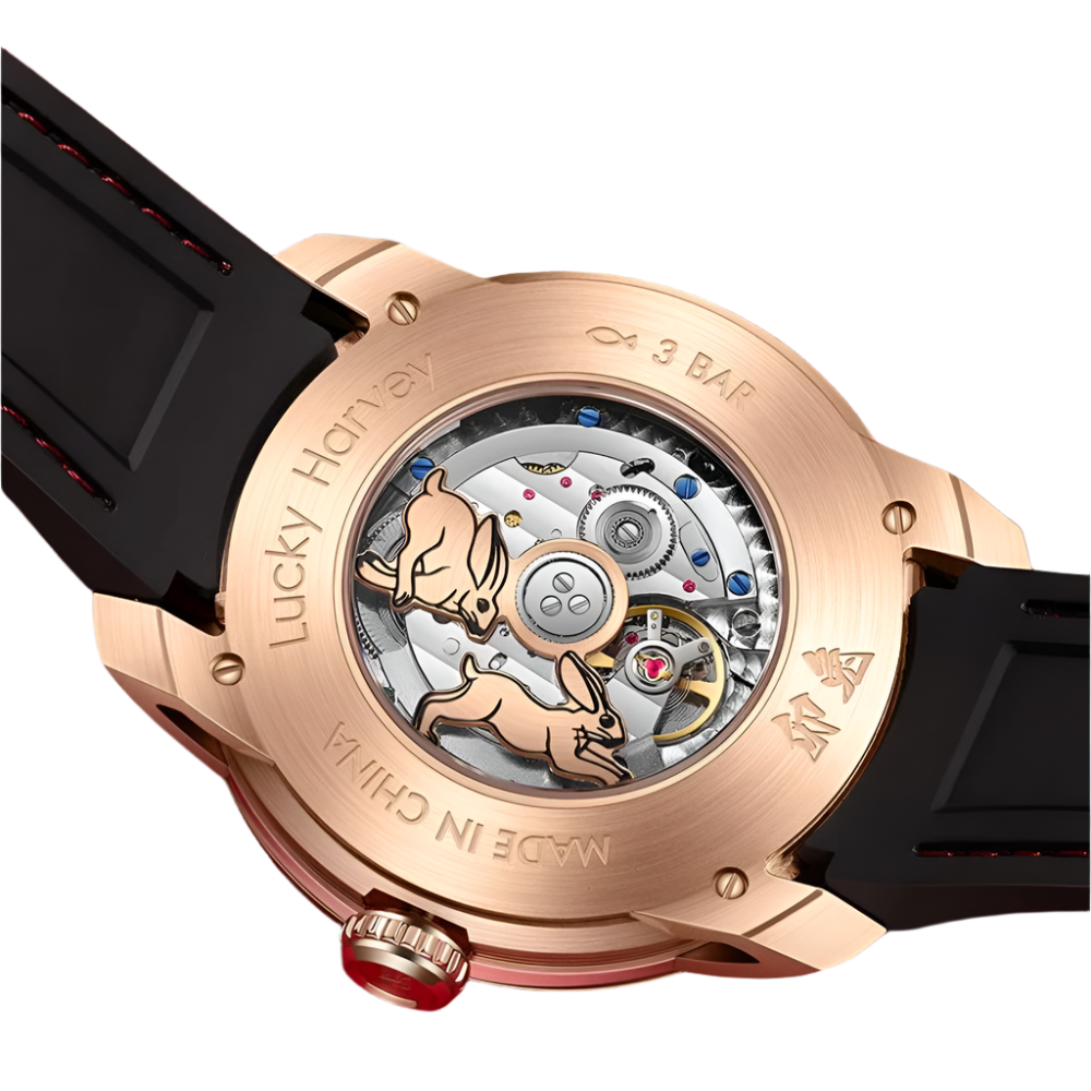 Lucky Harvey Limited Edition Automatic Mechanical Movement Watches for Men Synthetic Sapphire Rabbit Dial Waterproof Wrist Watch