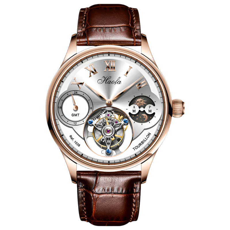 Haofa Luxury Manual Flying Tourbillon Mechanical Men'S Watch Sapphire Moon Phase Watches for Men Casual Business Wristwatch 1038