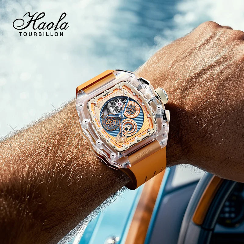 Haofa High Quality Design Sports Watch Crystal Men Automatic Mechanical Watch Yacht Creative Multi-Function Dial Waterproof 2368