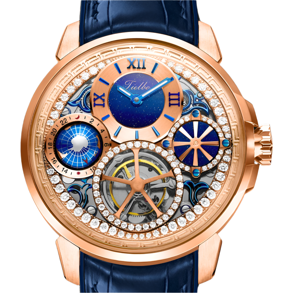 Mechanical Skeleton Tourbillon Movement Watch for Men Convex Sapphire Jewellery Watches Mens Diamond Waterproof Crystal