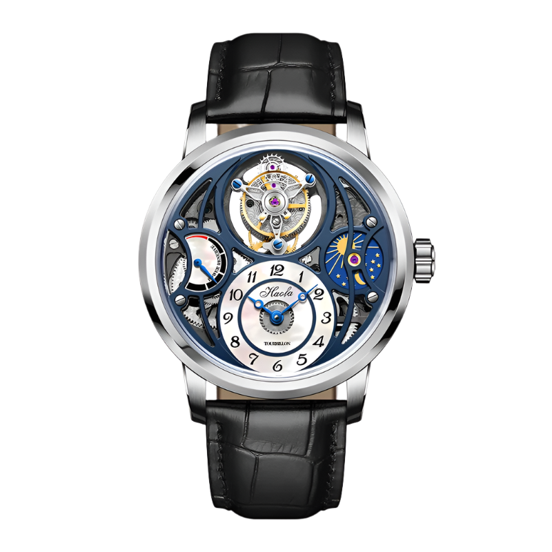 Haofa GMT Tourbillon Movement Watch Men Starry Sky Function Hollow Mechanical Watch for Men Business Mother of Pearl Dial 1939
