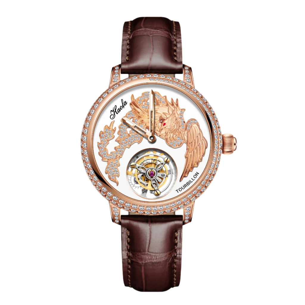 Haofa 3D Zodiac Dragon Manual Flying Tourbillon Mechanical Movement Watch Luxury Couple Sapphire Watches Exquisite Fashion 1801