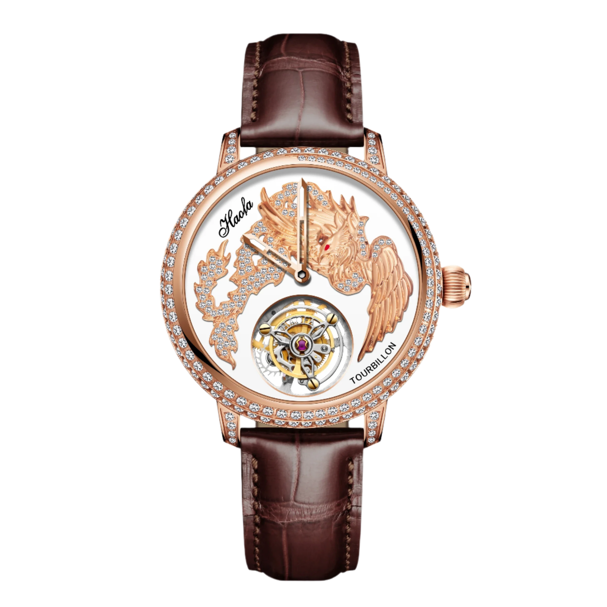 Haofa 3D Zodiac Dragon Manual Flying Tourbillon Mechanical Movement Watch Luxury Couple Sapphire Watches Exquisite Fashion 1801