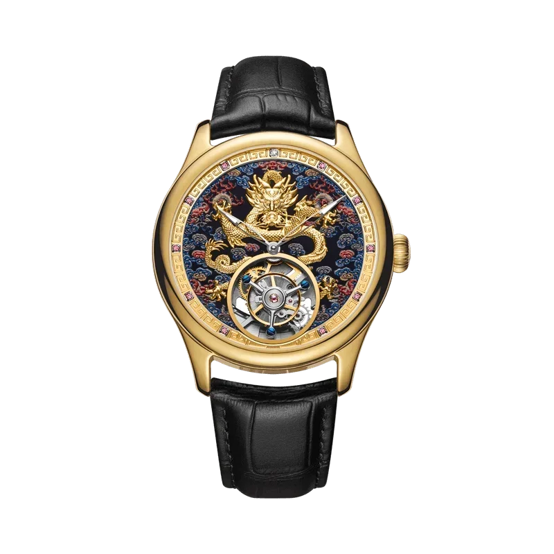 Mirror Legend Sunrise Series Automatic Tourbillon Machine Watch Real Diamond Inlay