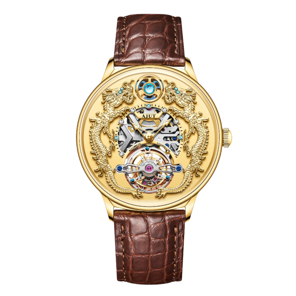Elegant Automatic Mechanical Men's Watch with Zirconium Bezel and Crocodile Leather Strap - 43mm Dragon Dial Featuring 48-Hour Power Reserve and 50M Water Resistance