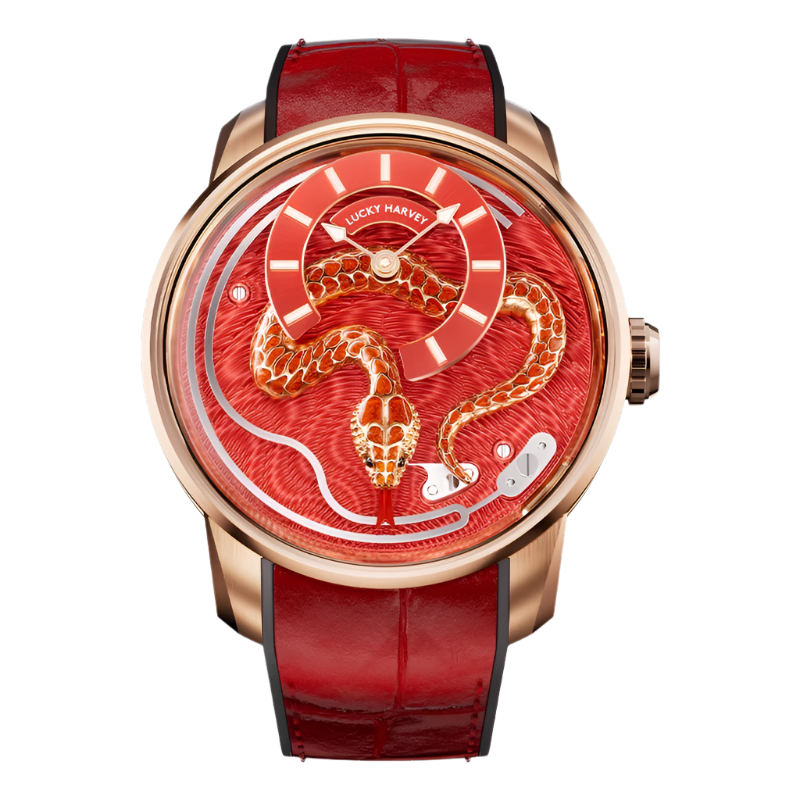 Limited Edition Enamel Craft Automatic Mechanical Watch for Men - 3D Carved Snake with Sapphire Luminous Features