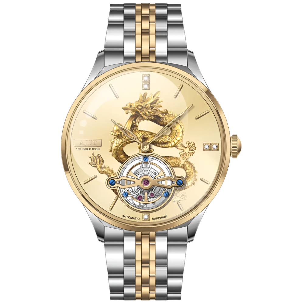 Automatic Tourbillon Mechanical Man Watches 18K Gold Dragon-Shaped Sapphire Flying Movement Men Watch 0501