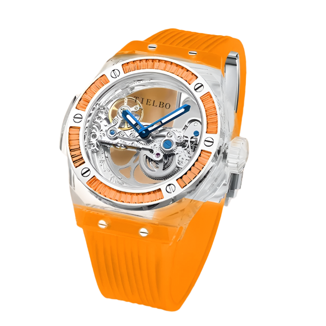 Mechanical Watches for Men Women Luxury Skeleton Sapphire Wrist Watch Waterproof Man Brilliant Crystals Transparent Case