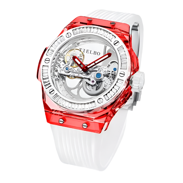 Mechanical Watches for Men Women Luxury Skeleton Sapphire Wrist Watch Waterproof Man Brilliant Crystals Transparent Case