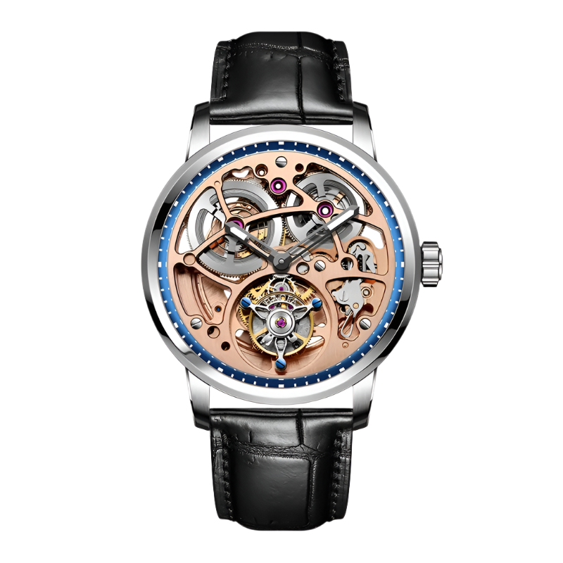 Haofa Man'S Watch Flying Tourbillon Skeleton Mechanical Double-Spring Luminous 316 Stainless Steel Sapphire Wristwatch 1931