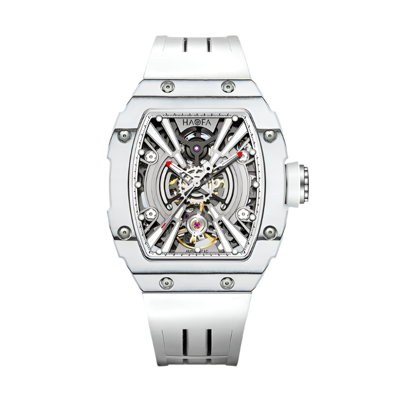 Haofa Ladies Watch 3D Skeleton Mechanical Ark Series Luminous Women Trendy Sport Watch Carbon Fiber Case 60H Power Storage 1906L
