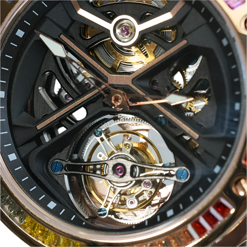 Automatic Tourbillon Movement Watches for Men Crystal Transparent Case Mechanical Luxury Man Watches 0523