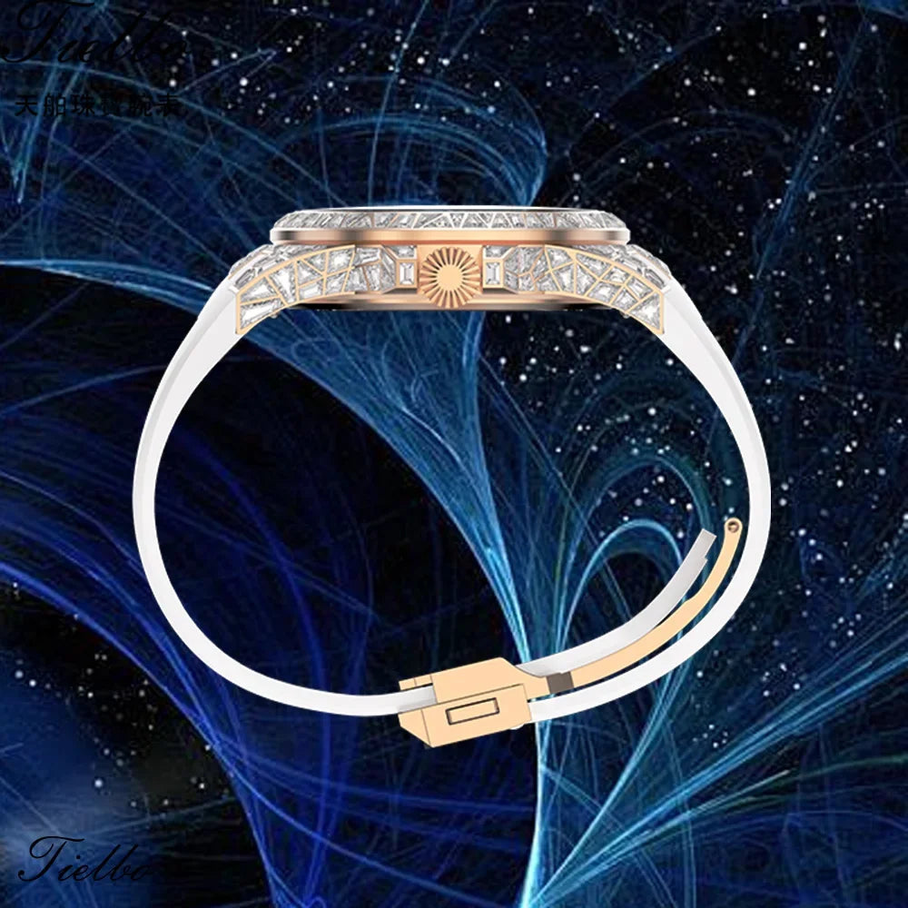 Brand Crystal Flying Tourbillon Movement Luxury Watches for Men Women Brilliant Hollowing Dial Luminous Diamonds Case