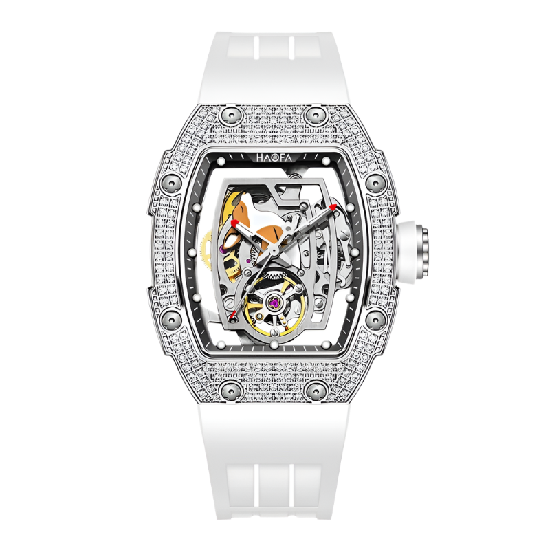 Haofa Ladies Watch Kangaroo Automatic Movement Luminous Diamond Hollow Skeleton Straight in Fashion Women Luxury Wristwatch 1992