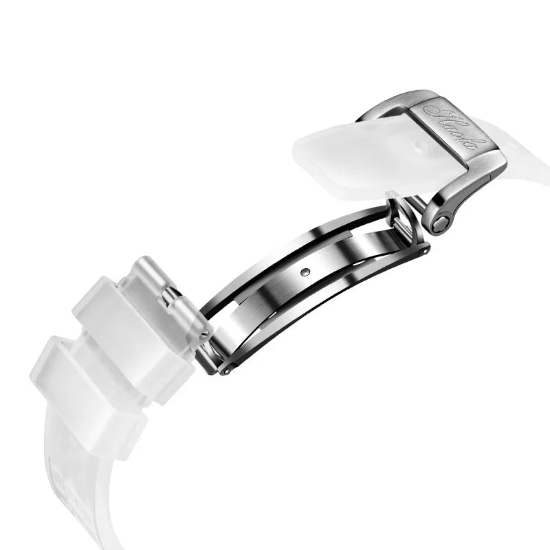 Haofa Crystal Watch for Men Tourbillon Mechanical Colorful Hollow Straight in Skeleton Painted Roman Numerals Day and Night 2231
