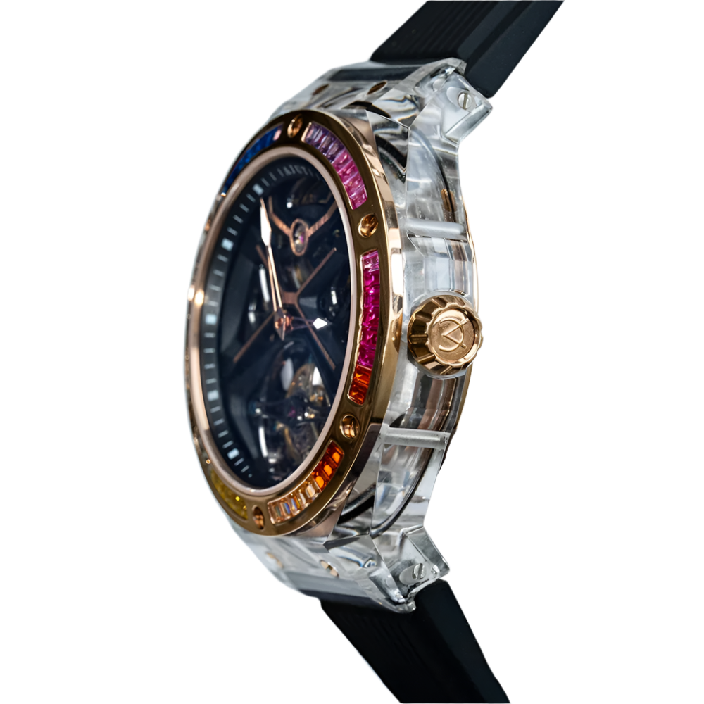 Automatic Tourbillon Movement Watches for Men Crystal Transparent Case Mechanical Luxury Man Watches 0523