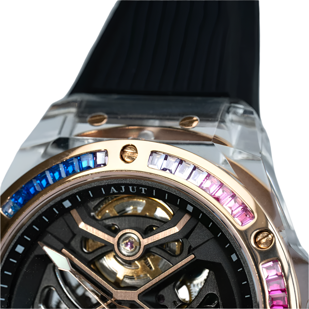 Automatic Tourbillon Movement Watches for Men Crystal Transparent Case Mechanical Luxury Man Watches 0523