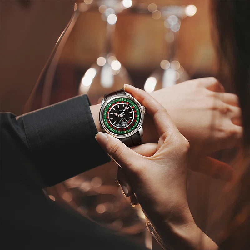 European Roulette-Themed Automatic Mechanical Watch for Men with Sapphire Crystal and Stylish Design
