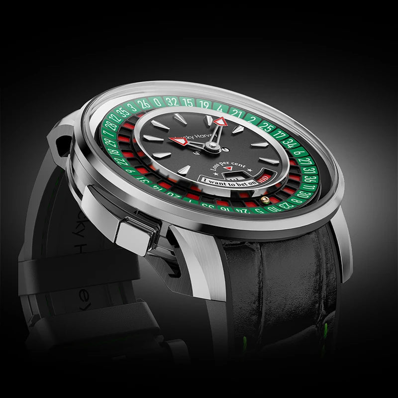 European Roulette-Themed Automatic Mechanical Watch for Men with Sapphire Crystal and Stylish Design